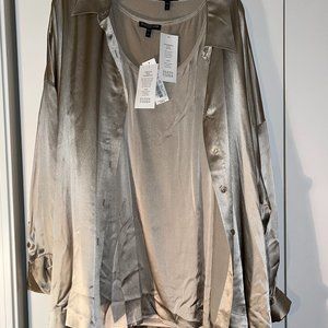 Eileen Fisher Silk Blouse and Silk Charmeuse Tank 1X